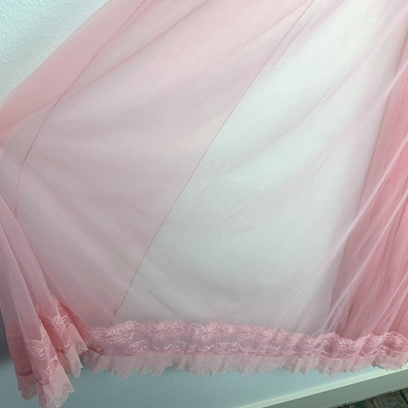 Vintage Jenelle of California Pink Sheer Nightgown Chiffon Nylon Tricot Robe Set - Picture 8 of 13